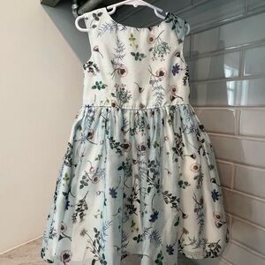 Pippa & Julie White Floral Sleeveless Dress with Light Blue Skirt